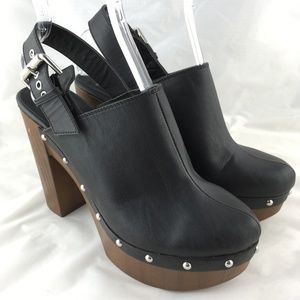 High heel clogs platform block studded black vegan High heel clogs platform block studded black vegan